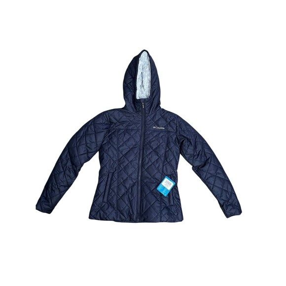 Columbia Copper Crest Hooded Jacket Full Zip Quilted Blue S Lined Long Sleeve - Picture 1 of 6